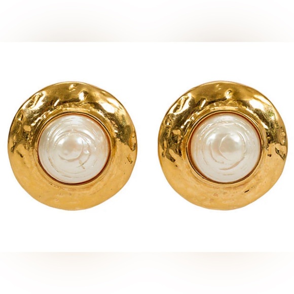 Yves Saint Laurent Vintage YSL Gold and Pearl  Earrings - Picture 1 of 1